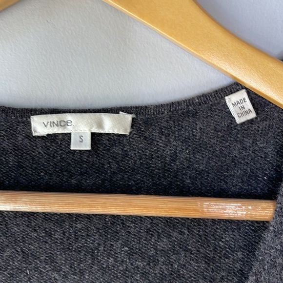 Vince Dark Grey V-Neck Cashmere Sweater - Picture 5 of 9